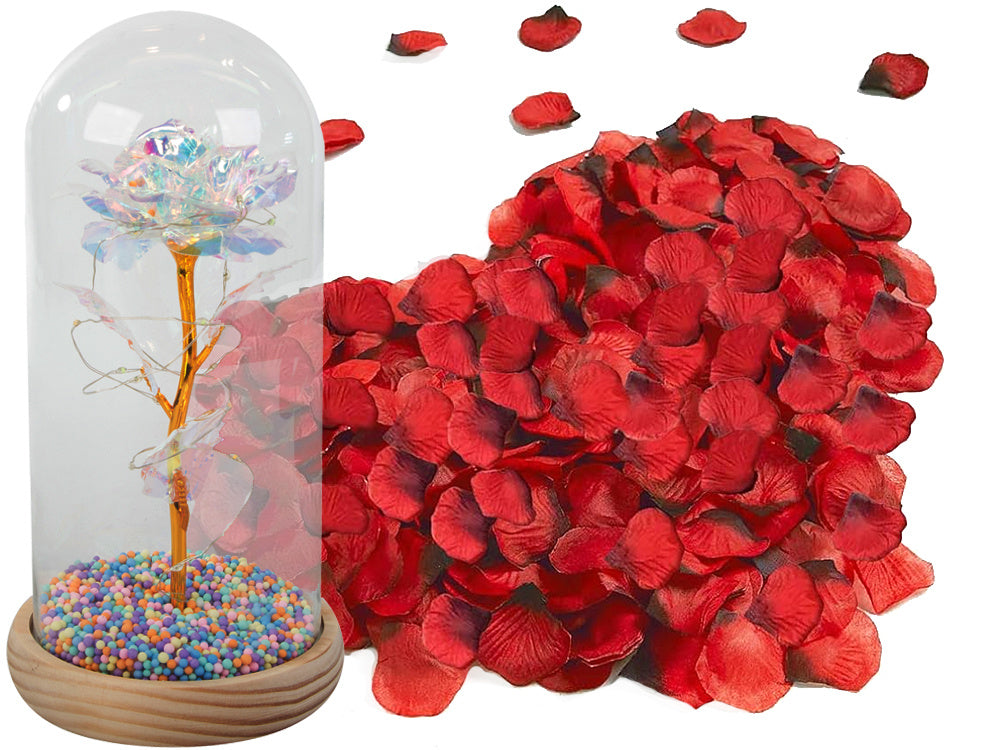 Mūžīgā roze stikla LED gaismas stikla kastītē sieviešu dienā