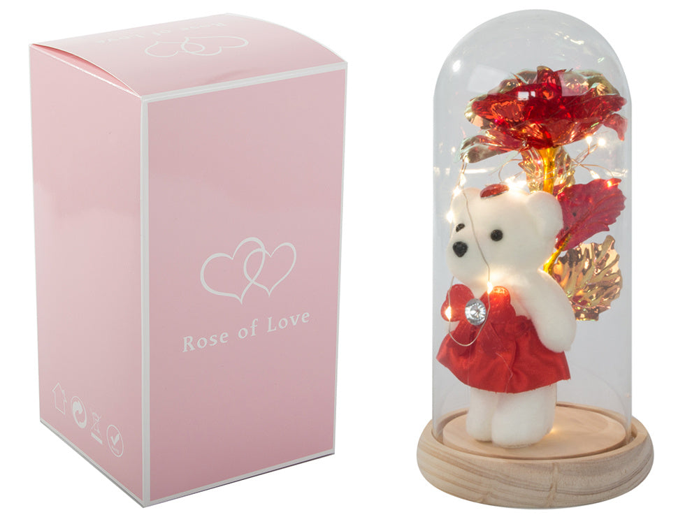 Mūžīgā roze stikla LED gaismas stikla kastītē sieviešu dienā