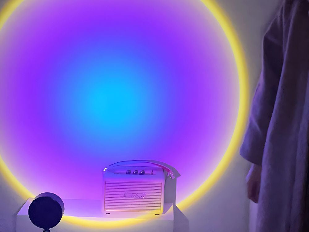 Projektora lampa saulrieta austrumu imitācijas metāla LED RGB USB + tālvadības pults