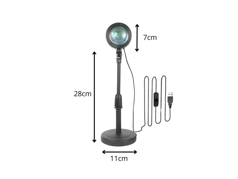Projektora lampa saulrieta/saulēlēkta imitācija LED RGB USB + tālvadības pults