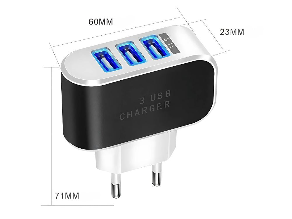 Ātrdarbīgs 5 W 3 x USB ātrās uzlādes 3.0 universāls lādētājs 3.1a