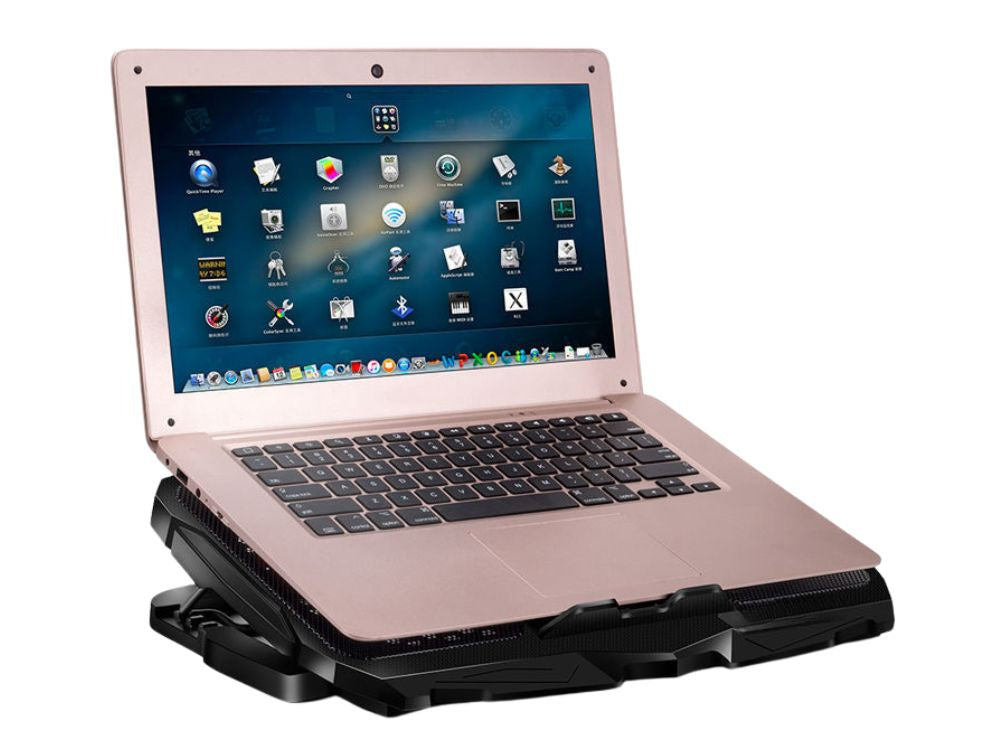 Klēpjdatora dzesēšanas paliktnis ar regulējamu LED apgaismojumu un USB portu