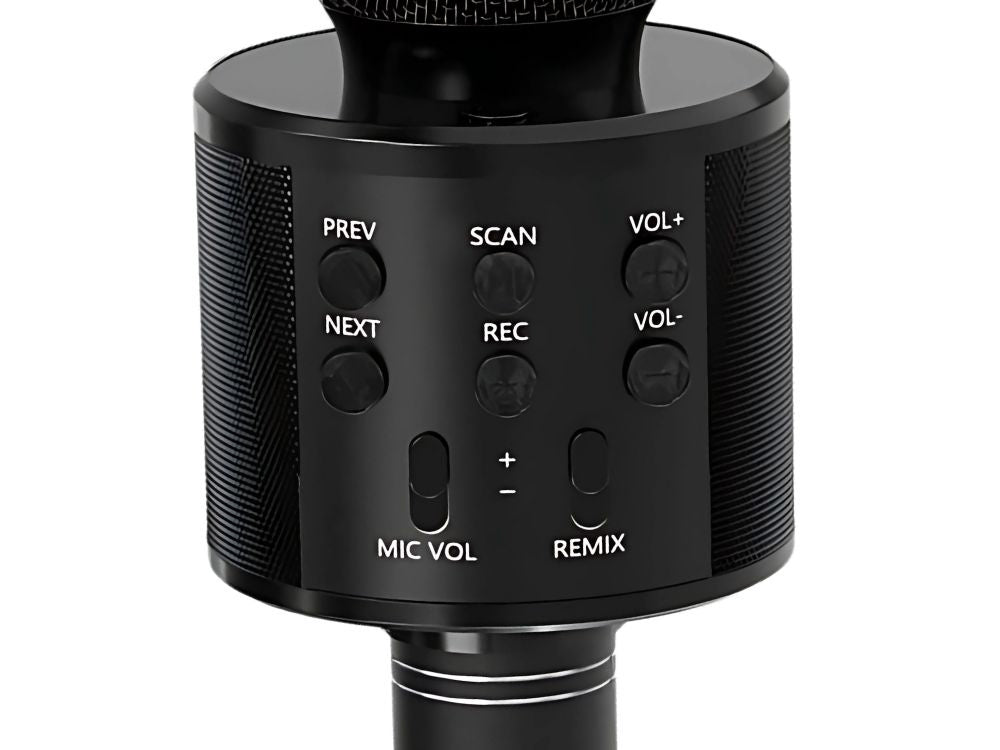 Bezvadu mikrofons Bluetooth karaoke skaļrunis apaļš ar korpusu, dažādi režīmi