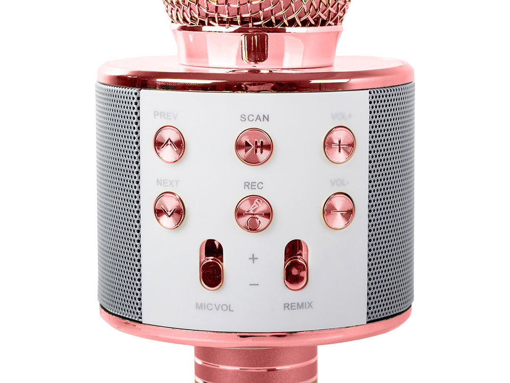 Bezvadu mikrofons Bluetooth karaoke skaļrunis apaļš ar korpusu, dažādi režīmi