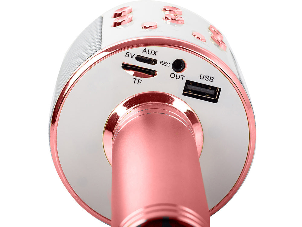 Bezvadu mikrofons Bluetooth karaoke skaļrunis apaļš ar korpusu, dažādi režīmi