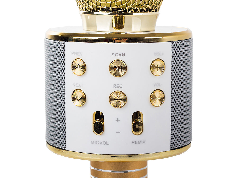 Bezvadu mikrofons Bluetooth karaoke skaļrunis apaļš ar korpusu, dažādi režīmi