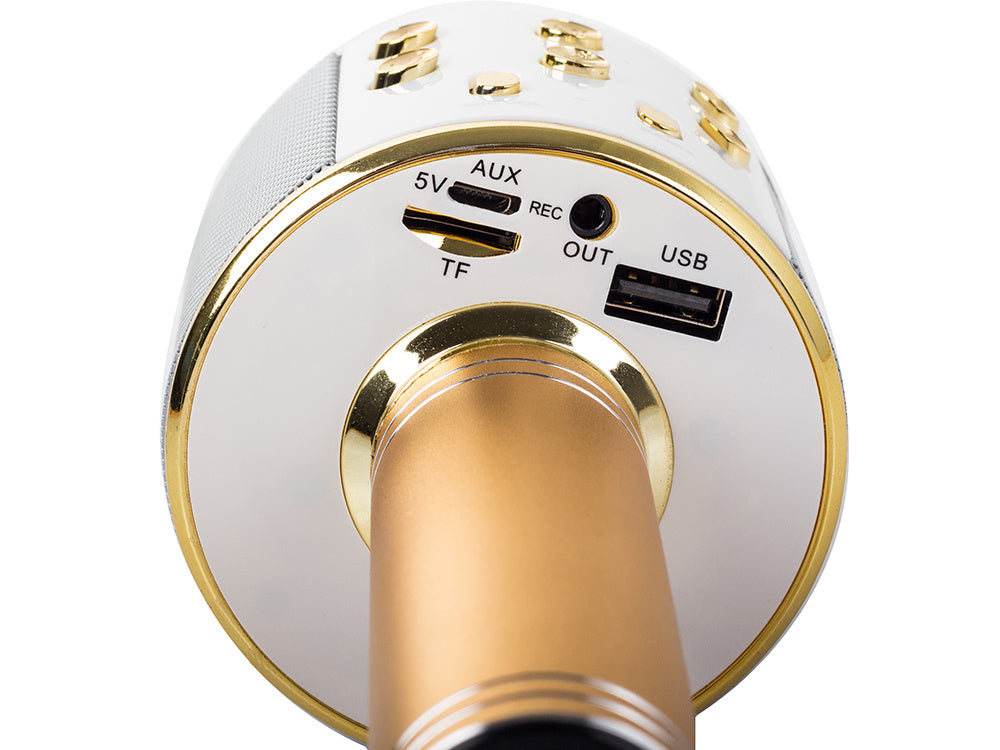 Bezvadu mikrofons Bluetooth karaoke skaļrunis apaļš ar korpusu, dažādi režīmi