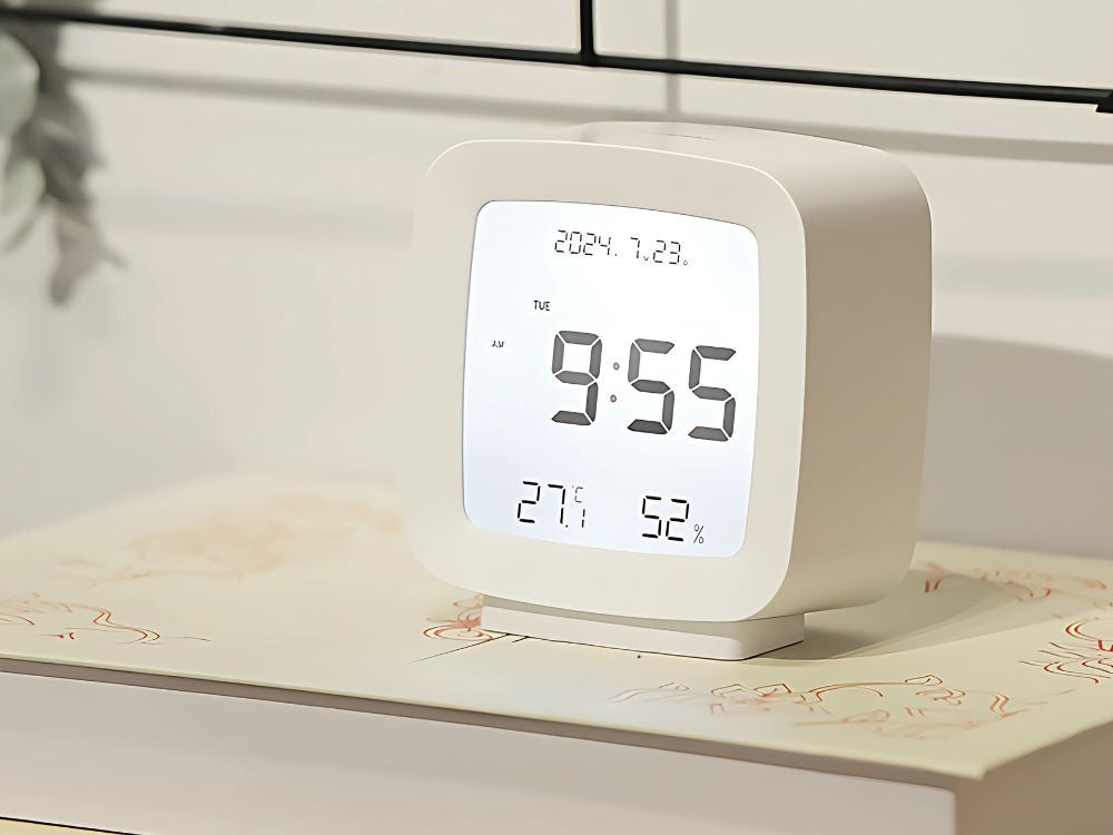 Modinātājs ar datumu un temperatūru, atlikšanas funkciju, LCD mitrums gaisā