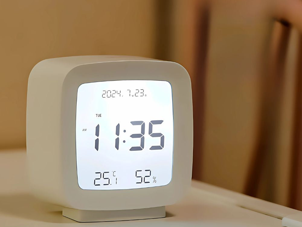 Modinātājs ar datumu un temperatūru, atlikšanas funkciju, LCD mitrums gaisā