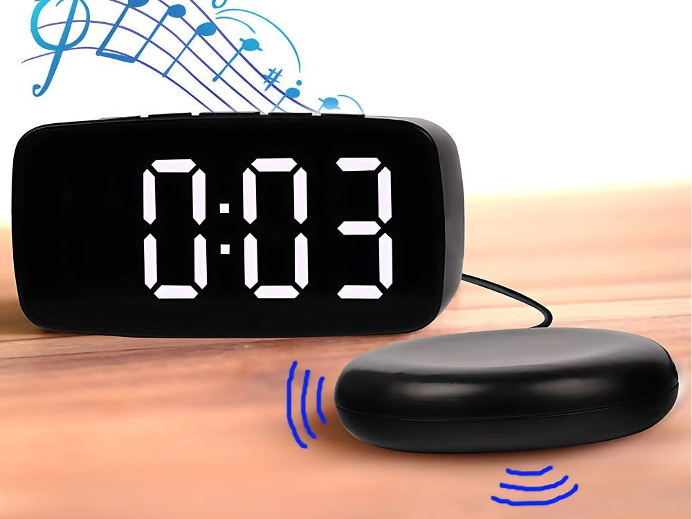 Elektronisks modinātājs ar vibrācijas spilventiņu, LED digitālais tīkla trauksmes signāls