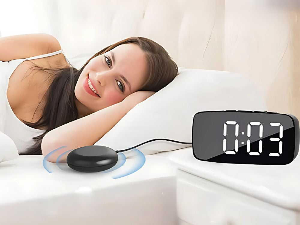 Elektronisks modinātājs ar vibrācijas spilventiņu, LED digitālais tīkla trauksmes signāls