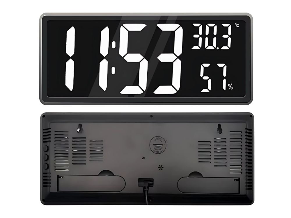 Elektroniskais modinātājpulkstenis ar digitālo LED piekariņu, temperatūras un mitruma rādītājiem