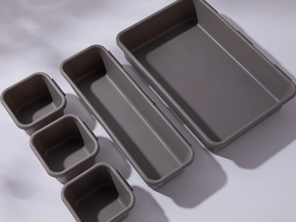 Organizatoru komplekts, 8 gab. nieciņu paplātes, plastmasas atvilktņu kastes