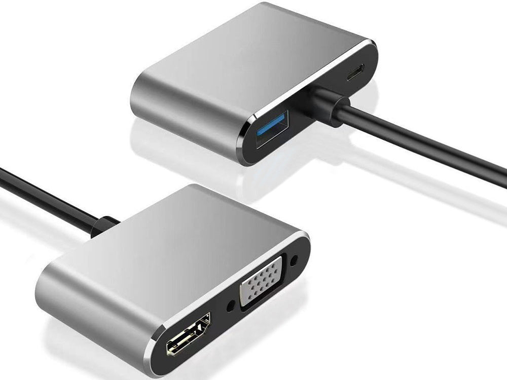 Adapteris USB-C uz HDMI 4K VGA centrmezgls USB 3.0 USB-C barošanas adapteris