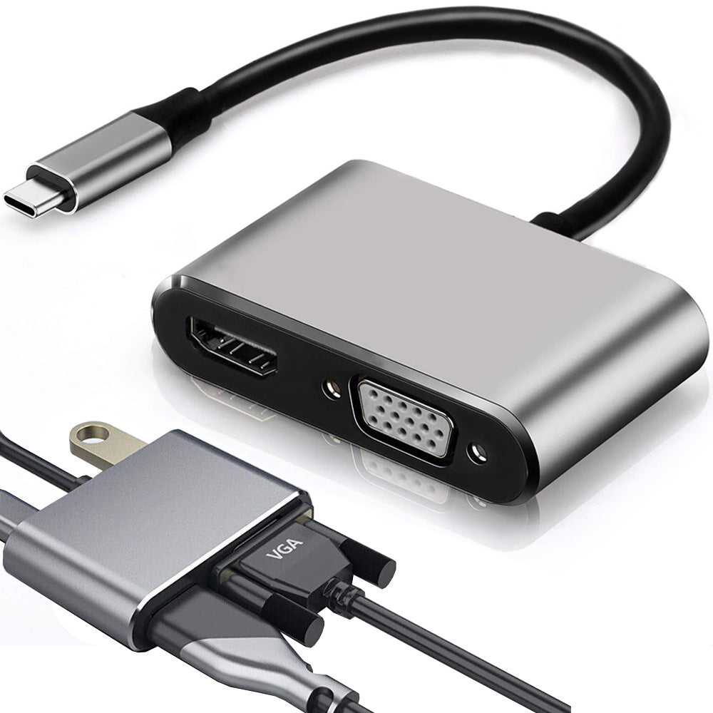 Adapteris USB-C uz HDMI 4K VGA centrmezgls USB 3.0 USB-C barošanas adapteris