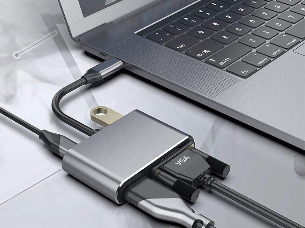 Adapteris USB-C uz HDMI 4K VGA centrmezgls USB 3.0 USB-C barošanas adapteris
