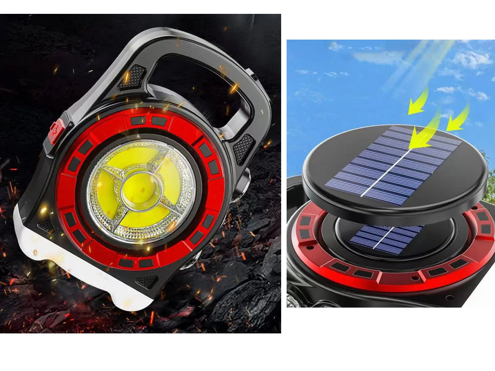 Pārnēsājams, uzlādējams saules lukturītis ar LED gaismas barošanas bloku, atstarotāja jaudu