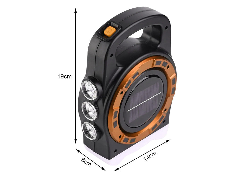 Pārnēsājams, uzlādējams saules lukturītis ar LED gaismas barošanas bloku, atstarotāja jaudu