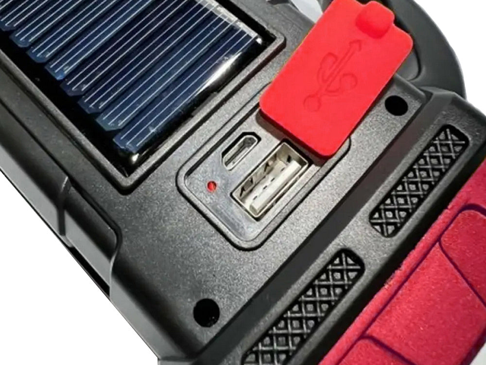 Pārnēsājams, uzlādējams saules lukturītis ar LED vālīšu prožektoru