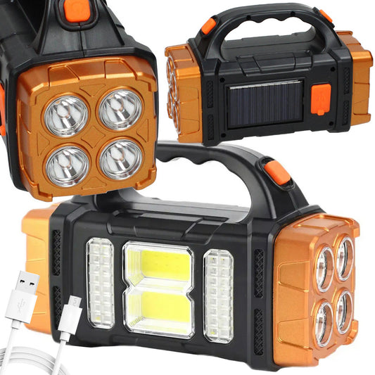 Pārnēsājams, uzlādējams saules lukturītis ar LED vālīšu prožektoru