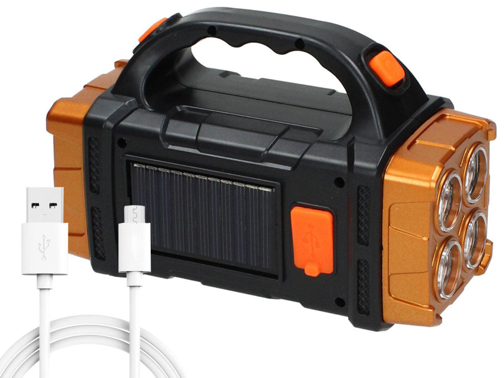 Pārnēsājams, uzlādējams saules lukturītis ar LED vālīšu prožektoru