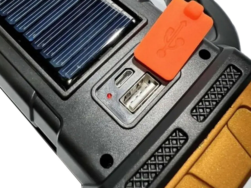 Pārnēsājams, uzlādējams saules lukturītis ar LED vālīšu prožektoru