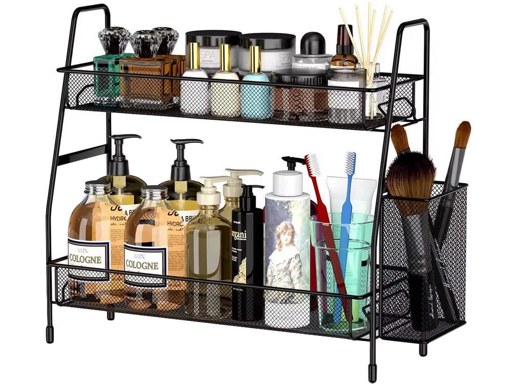 Virtuves plaukts bēniņu virtuves organizators divstāvu statīvs ar grozu