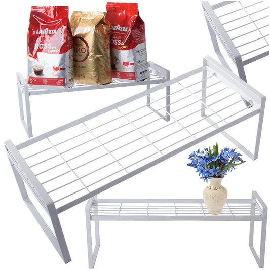 Metāla plaukts, vienlīmeņa virtuves organizatora statīvs, balts