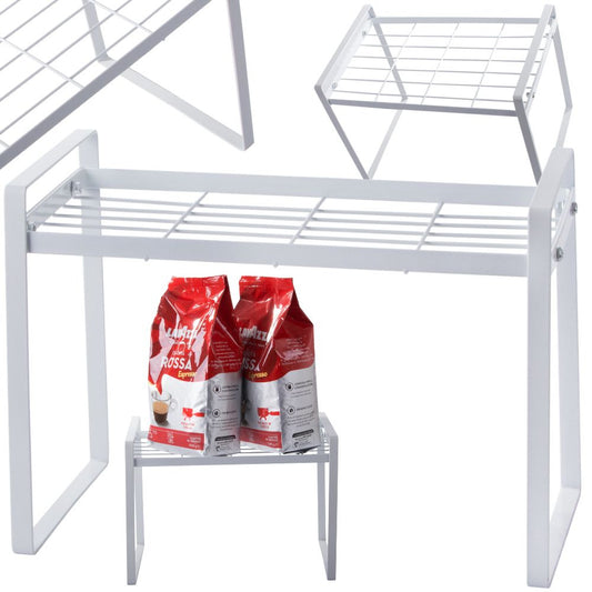 Vienlīmeņa metāla plaukts virtuves darba virsmai, virtuves organizatora bēniņu statīvs