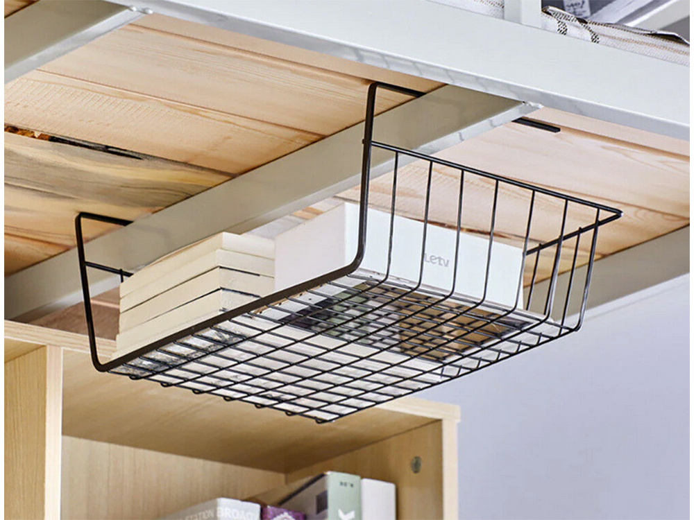 Piekarināms grozs zem plaukta metāla groza organizators virtuves grozs baltā krāsā