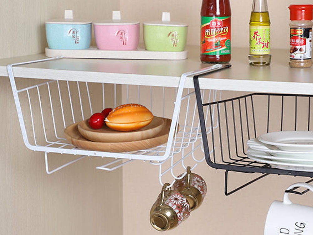 Metāla grozs zem skapīša virsmas ar 5 āķiem papīra turētājam