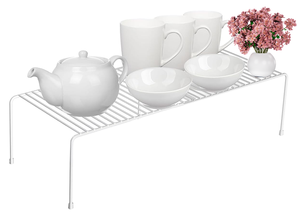 Metāla plaukts, regulējams platumā, paplašināms, virtuves organizatoram, balts