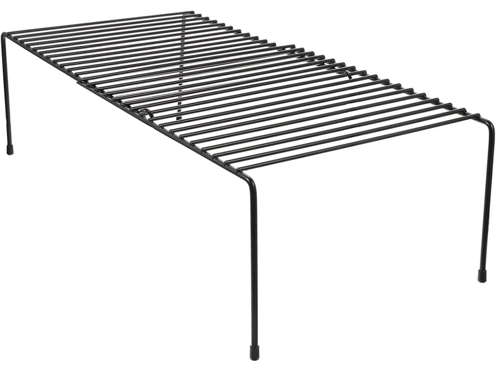 Metāla plaukts ar regulējamu platumu, paplašināms, virtuves organizatoram, melns