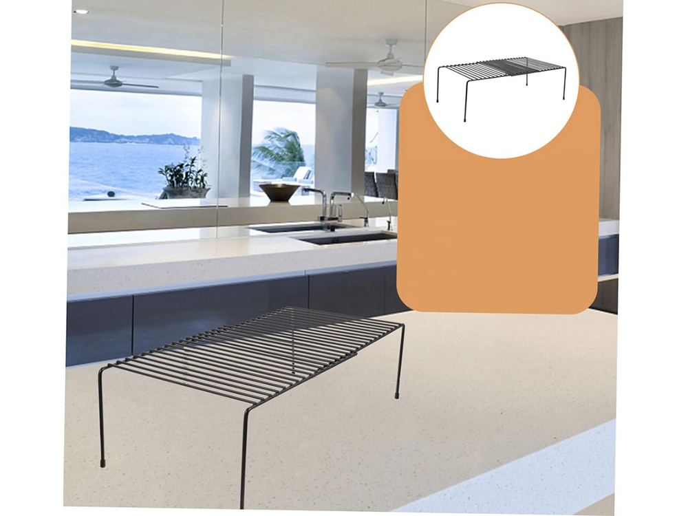 Metāla plaukts ar regulējamu platumu, paplašināms, virtuves organizatoram, melns