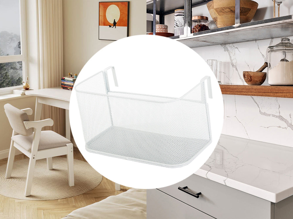 Metāla grozs, uz sliedes piestiprināms organizators, piekarināms grozs, virtuves plaukts