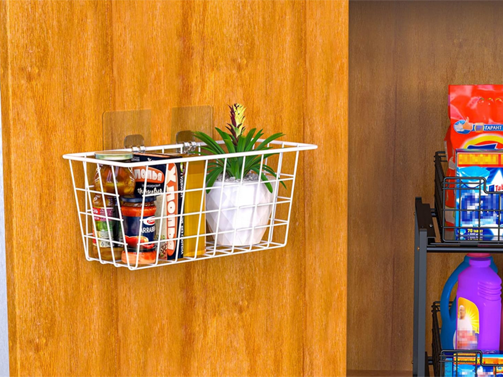 Metāla groza organizators, piekarināms plaukts, balts, stiprs