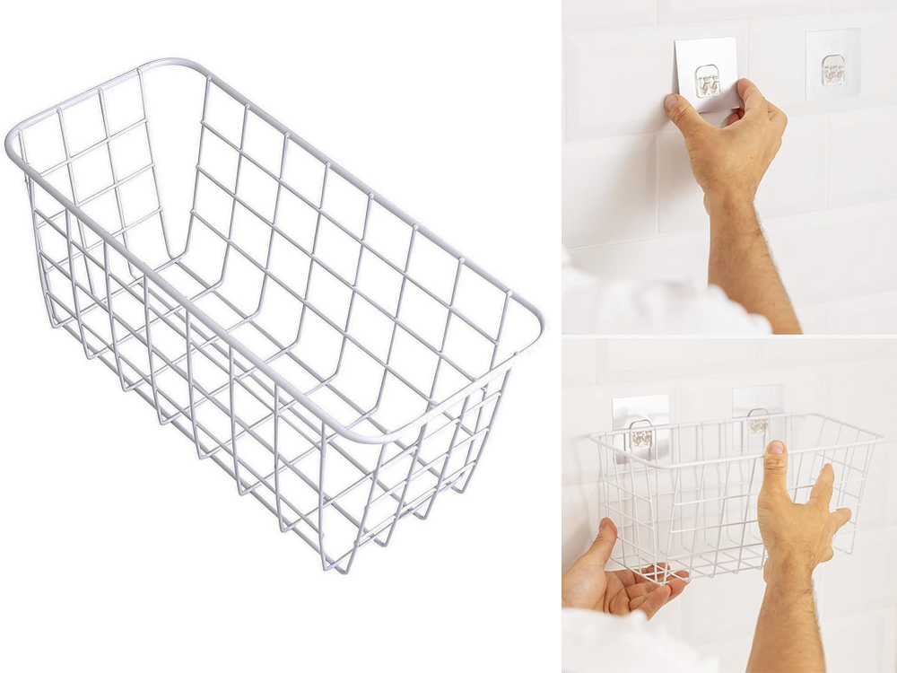 Metāla groza organizators, piekarināms plaukts, balts, stiprs