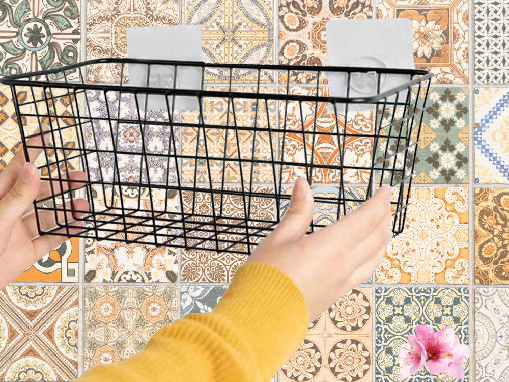 Piekarināms grozs, metāla organizators, piekarināms virtuves plaukts, melns