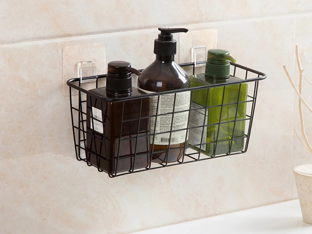 Piekarināms grozs, metāla organizators, piekarināms virtuves plaukts, melns