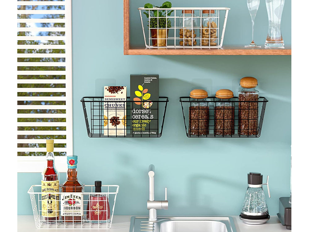 Piekarināms grozs, metāla organizators, piekarināms virtuves plaukts, melns