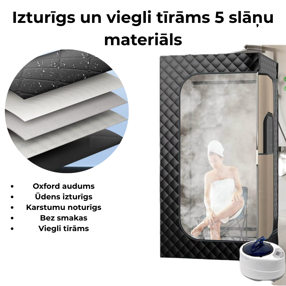 Sauna — tvaika pirts portatīvā mājas SPA, 1000W 2L ģenerators ar tālvadības pulti, StoreXO