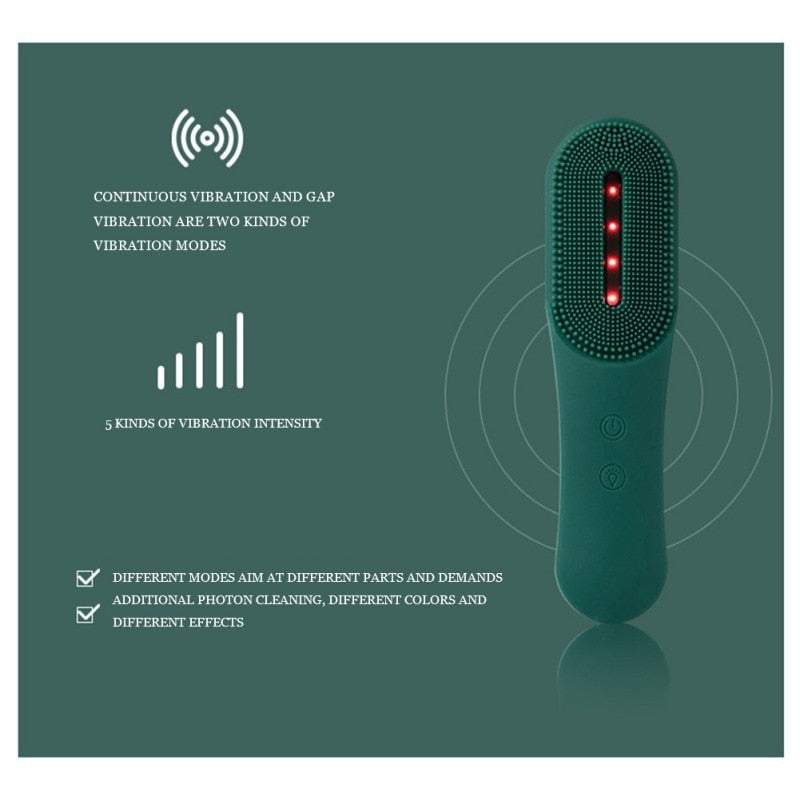 Elektriskā sejas tīrīšanas birstīte ar LED fotoniem