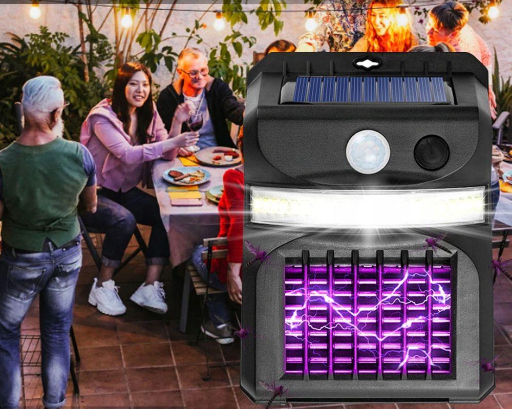 Ārā lampa ar UV anti-moskītu lampu un saules paneli