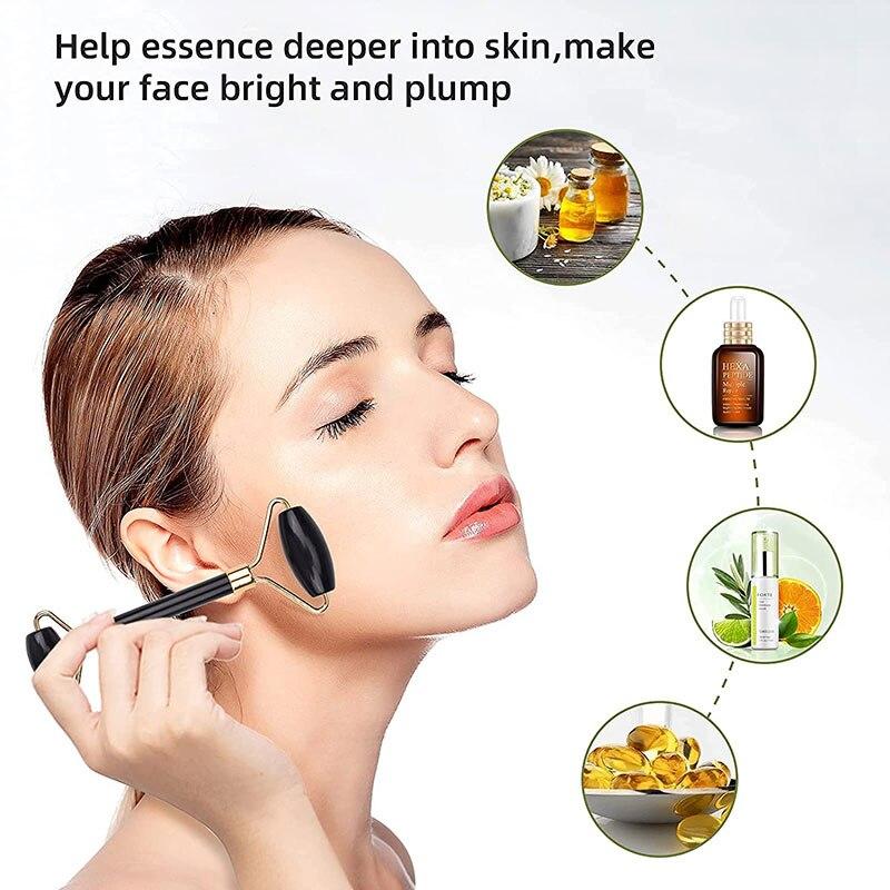 Nefrīta rullītis, Jade Roller ar Gua Sha no melnā obsidiāna