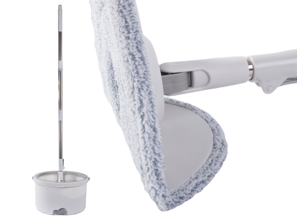 Rotācijas mops ar 360 grādu griešanās spainīti un 2 mikrošķiedras spilventiņiem