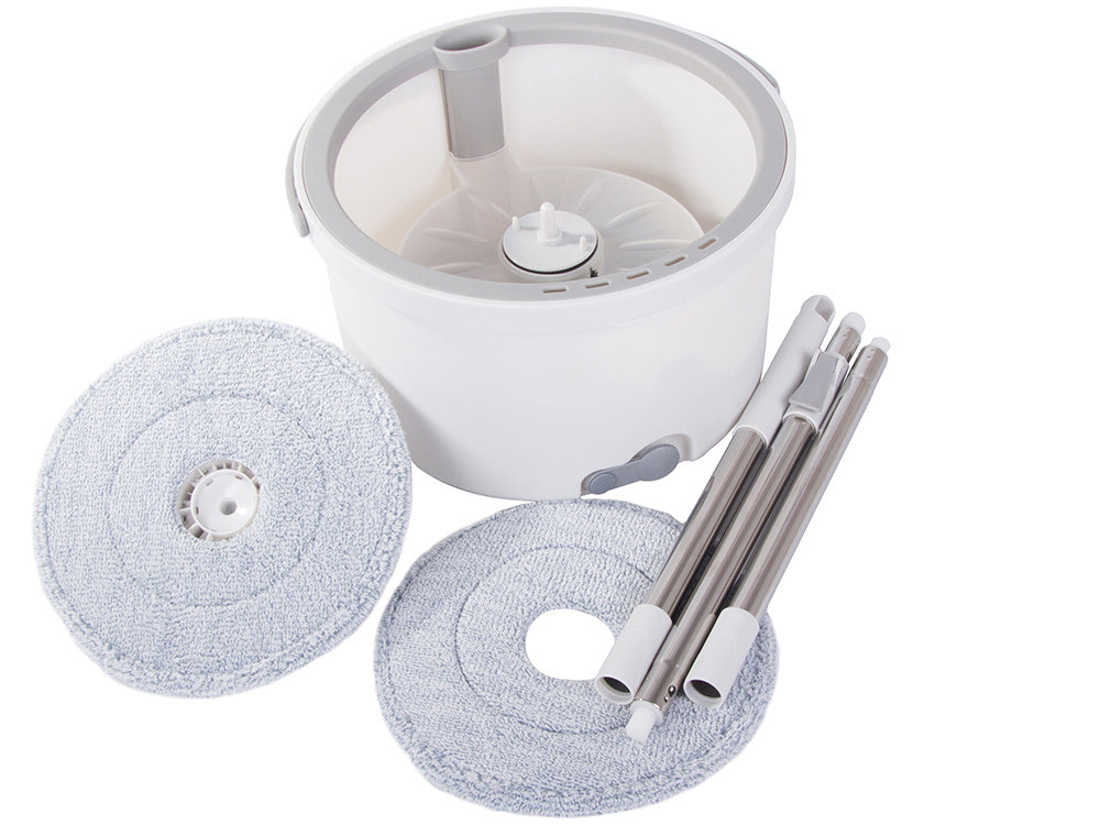 Rotācijas mops ar 360 grādu griešanās spainīti un 2 mikrošķiedras spilventiņiem