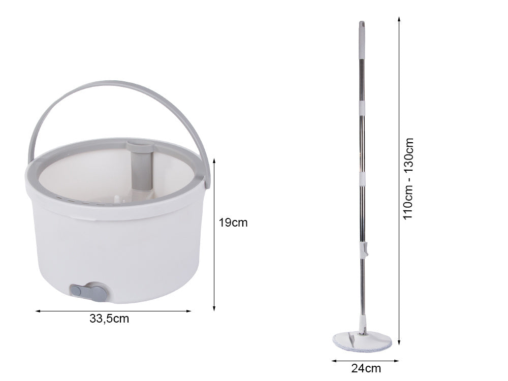 Rotācijas mops ar 360 grādu griešanās spainīti un 2 mikrošķiedras spilventiņiem
