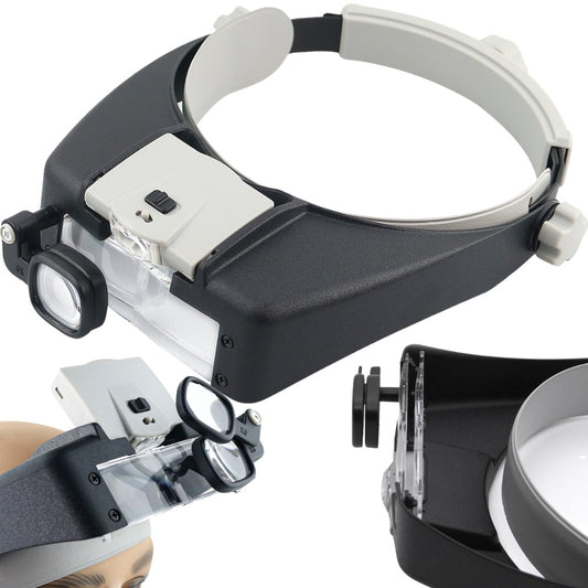 Priekšējais lukturis 2 LED precīzijas brilles 1,5x 17x