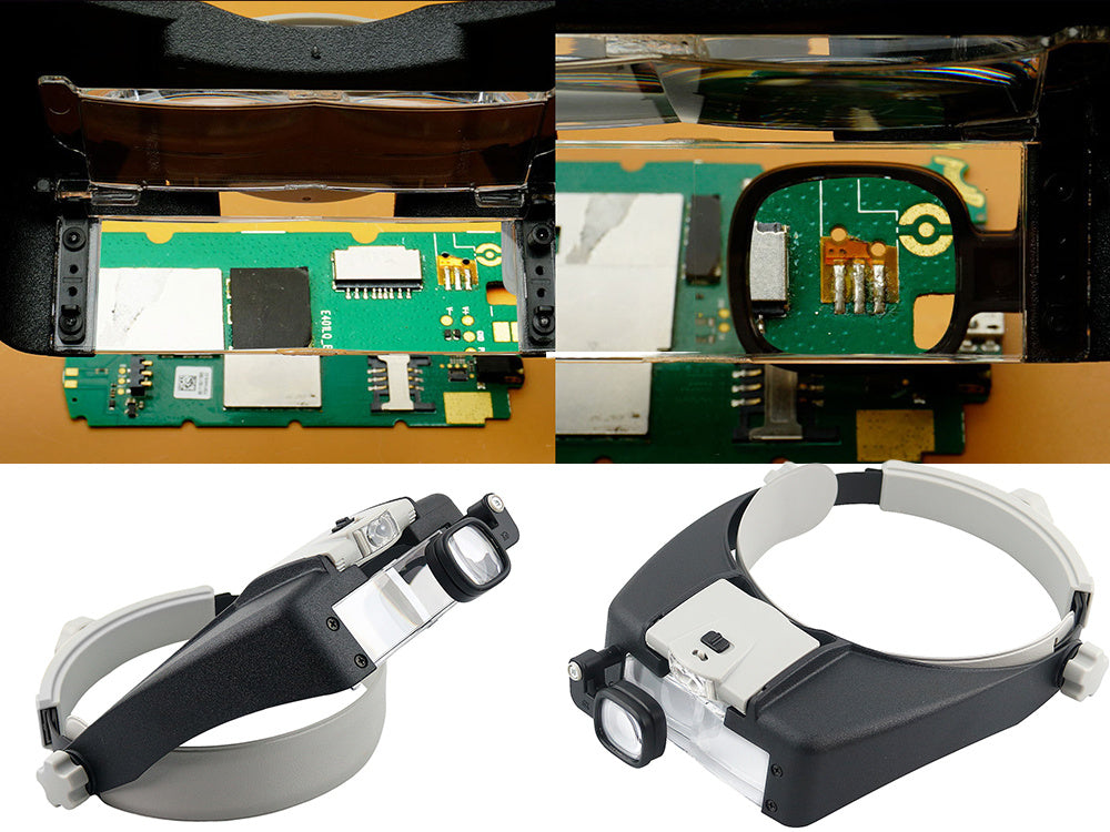 Priekšējais lukturis 2 LED precīzijas brilles 1,5x 17x