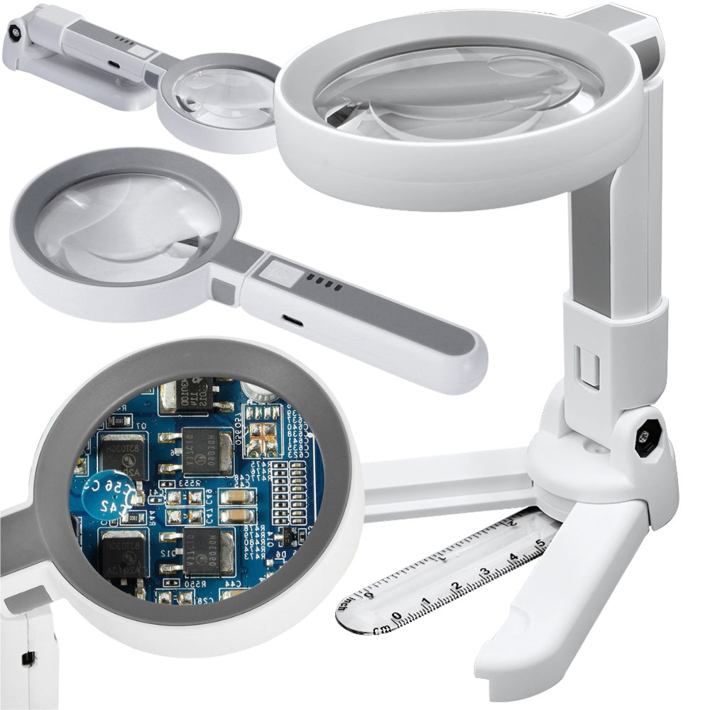 Kosmētiskās lasāmās lampas apgaismojums ar palielināmo stiklu, 20 gaismas diodes